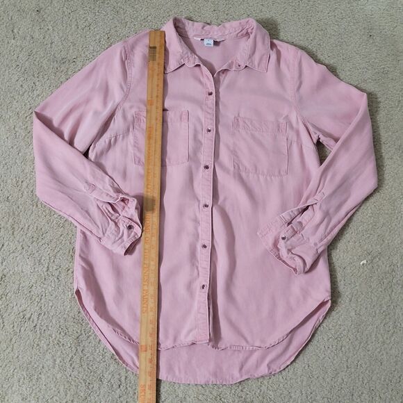 Old Navy Shirt Womens M Mauve Pink LS Button Up The Tunic Shirt Beach Tropical - Picture 4 of 12